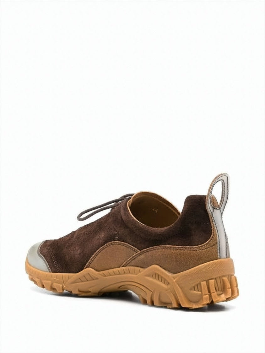 Our Legacy Brown Suede And Leather Sneakers