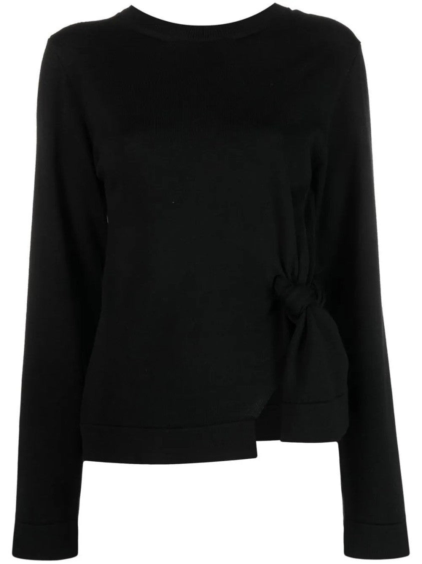 Jil Sander Knot Detail Black Wool Sweatshirt