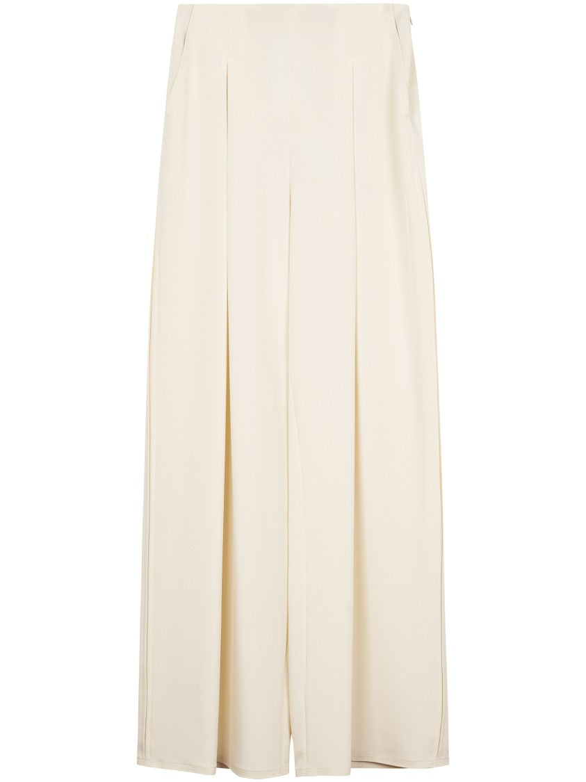 Max Mara Ivory Wide-Leg Trousers With Front Pleats