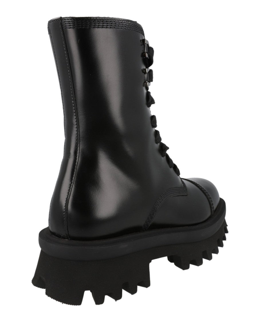 Ferragamo Kira Leather Combat Boots