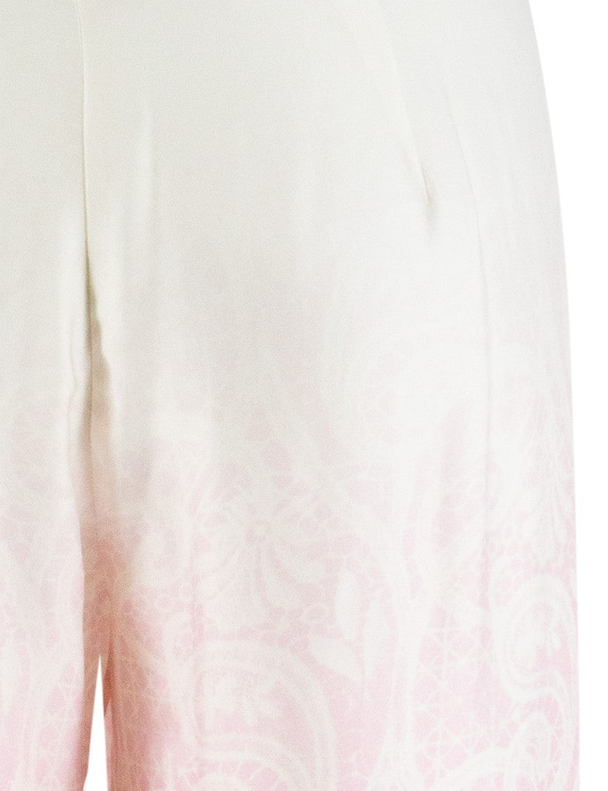 Ermanno Firenze Floral Patterned Viscose Trousers With Zip Fastening