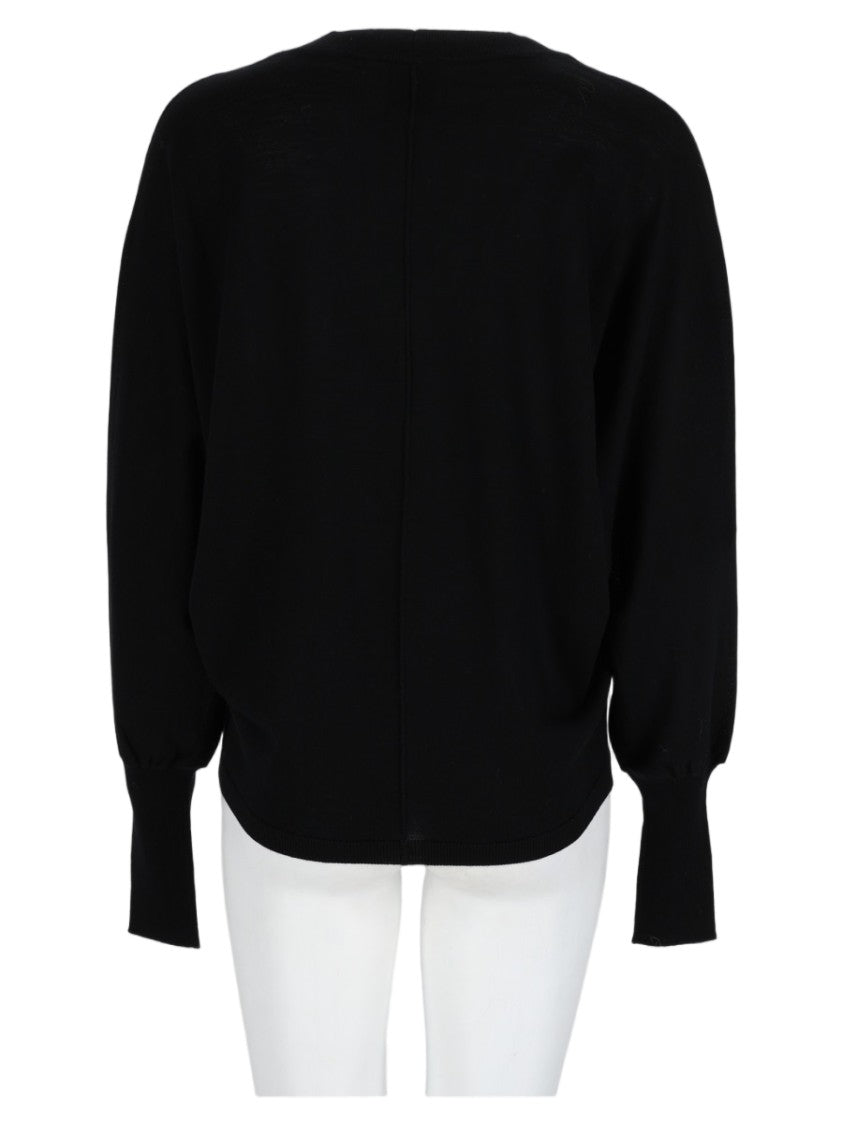 Nude Black Deep V-Neck Relaxed-Fit Wool Sweater