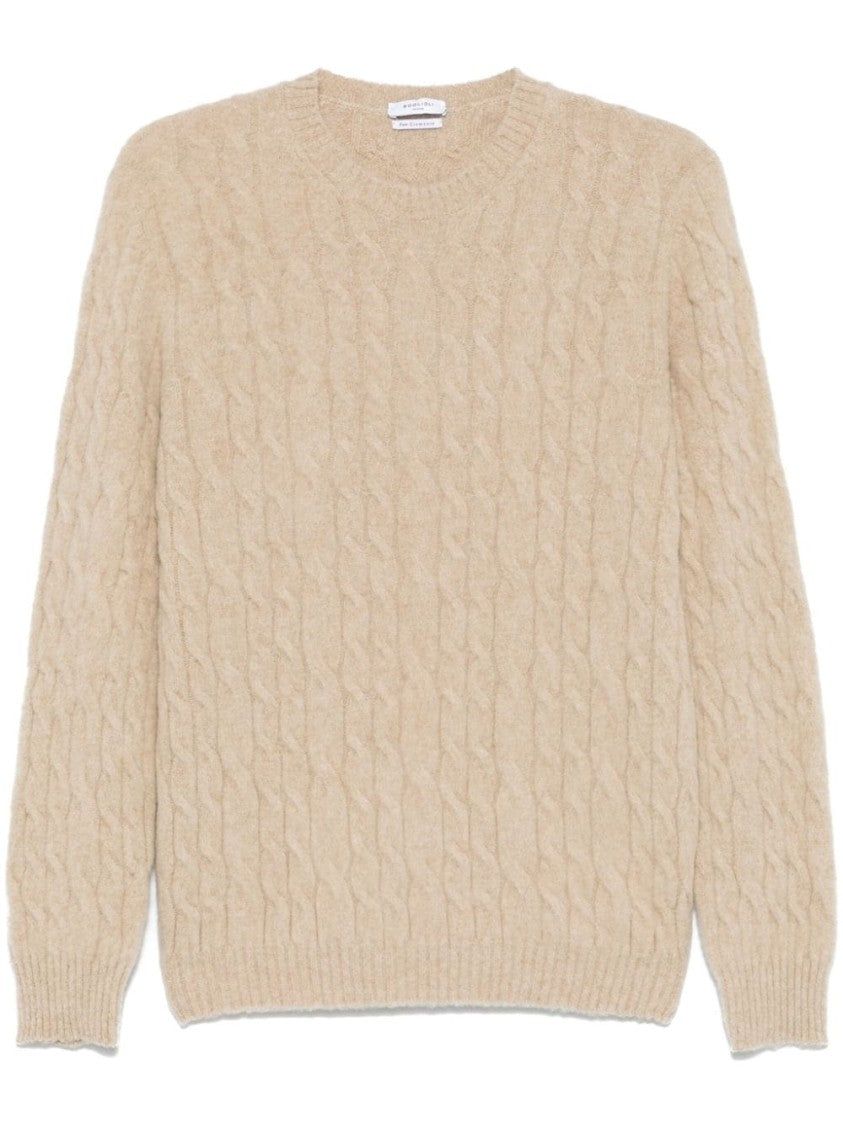 Boglioli Light Beige Cable Knit Sweater