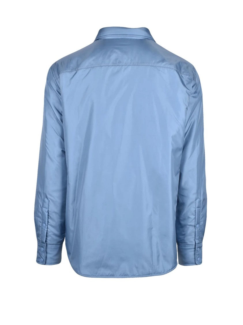 Aspesi Light Blue Padded Snap Button Polyamide Shirt