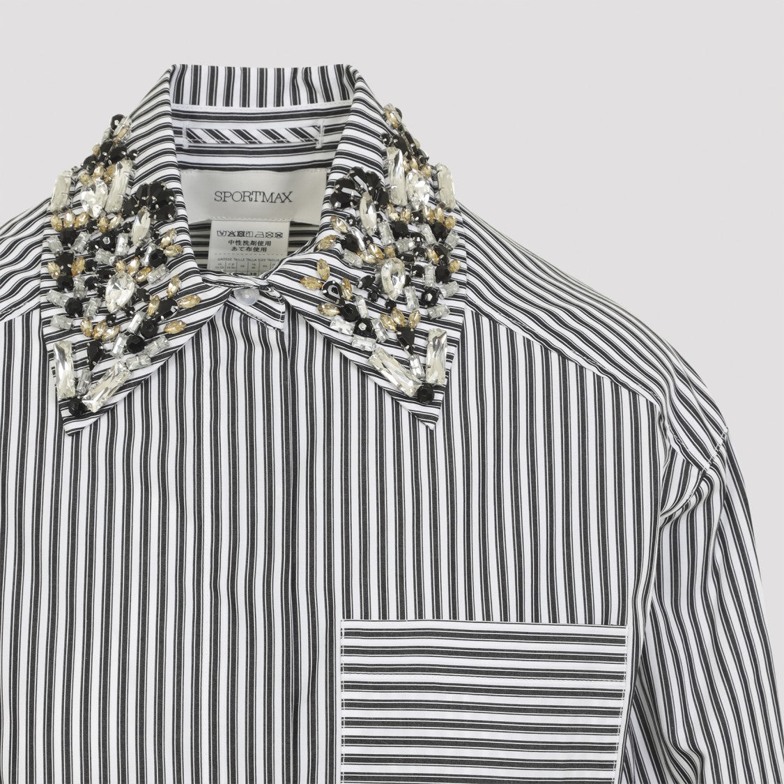 Sportmax Cropped Black/White Vertical Stripe Shirt