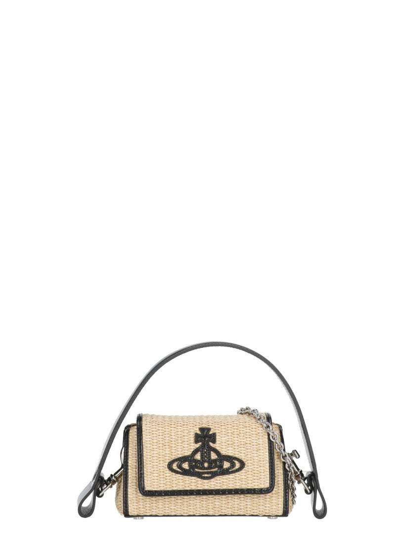 Vivienne Westwood Hazel Raffia Handbag With Distinctive Orb Logo And Detachable Strap