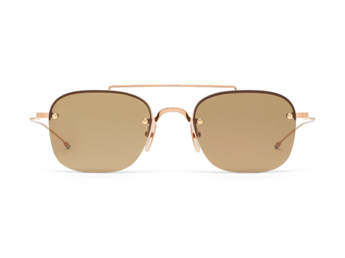 Thom Browne Ues960a Rose Gold Metal Frame Rounded Sunglasses