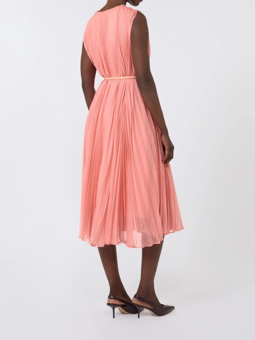 Max Mara Pink Mxecapsul Sleeveless Midi Pleated Dress