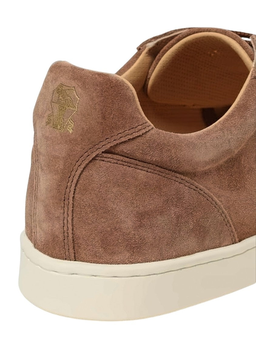 Brunello Cucinelli Soft Suede Low-Top Sneakers With Design