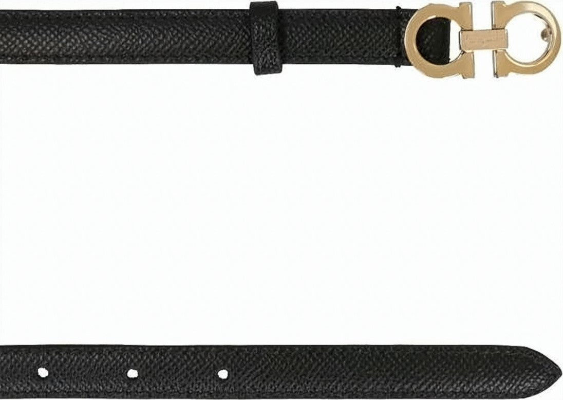 Salvatore Ferragamo Narrow Textured Calf Leather Belt