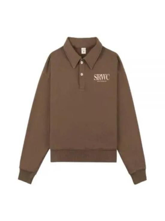 Sporty And Rich Cropped Long-Sleeved Polo Shirt With Classic Collar