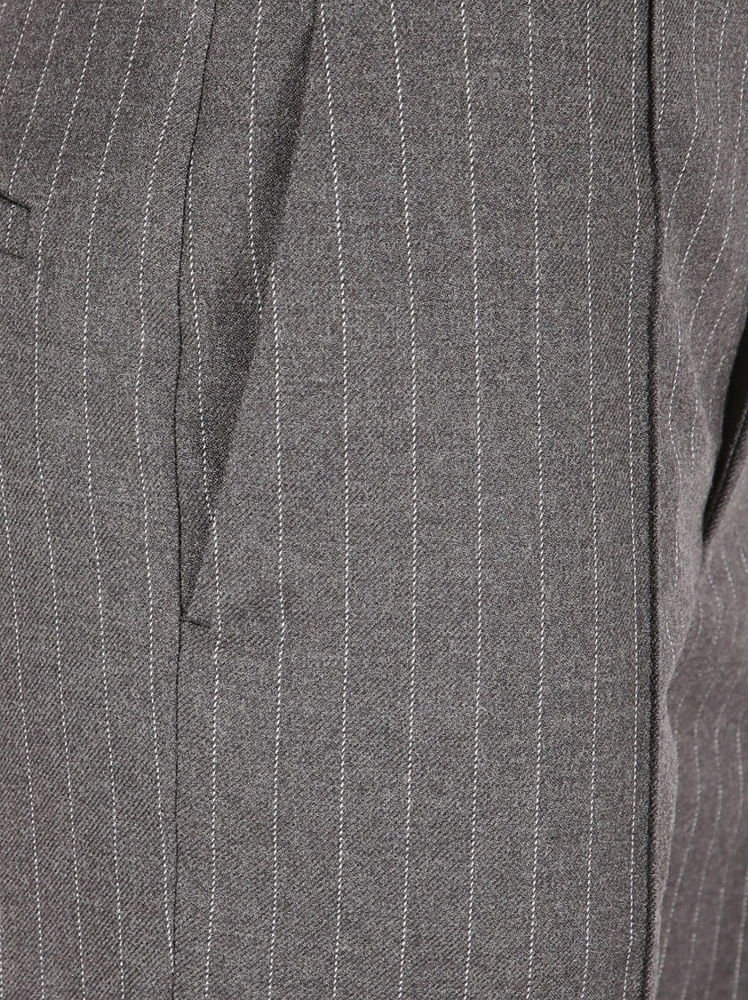 Chloé Striped Wool Bootcut Trousers With Raised Stitching