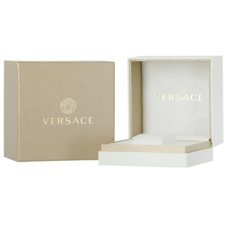 Versace Greca Chrono 45Mm Stainless Steel Watch With Black Dial And Leather Strap