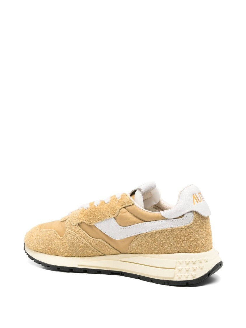 Autry Beige Logo Panel Round Toe Sneakers