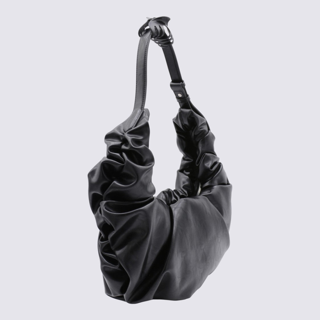 Diesel Soft Ruched Black Handbag With Unique Claw Clasp