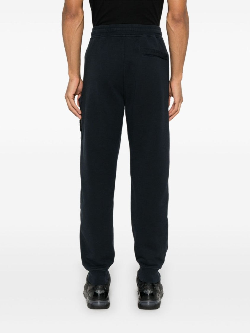 Stone Island Relaxed Fit Blue Trousers With Signature Patch Pocket