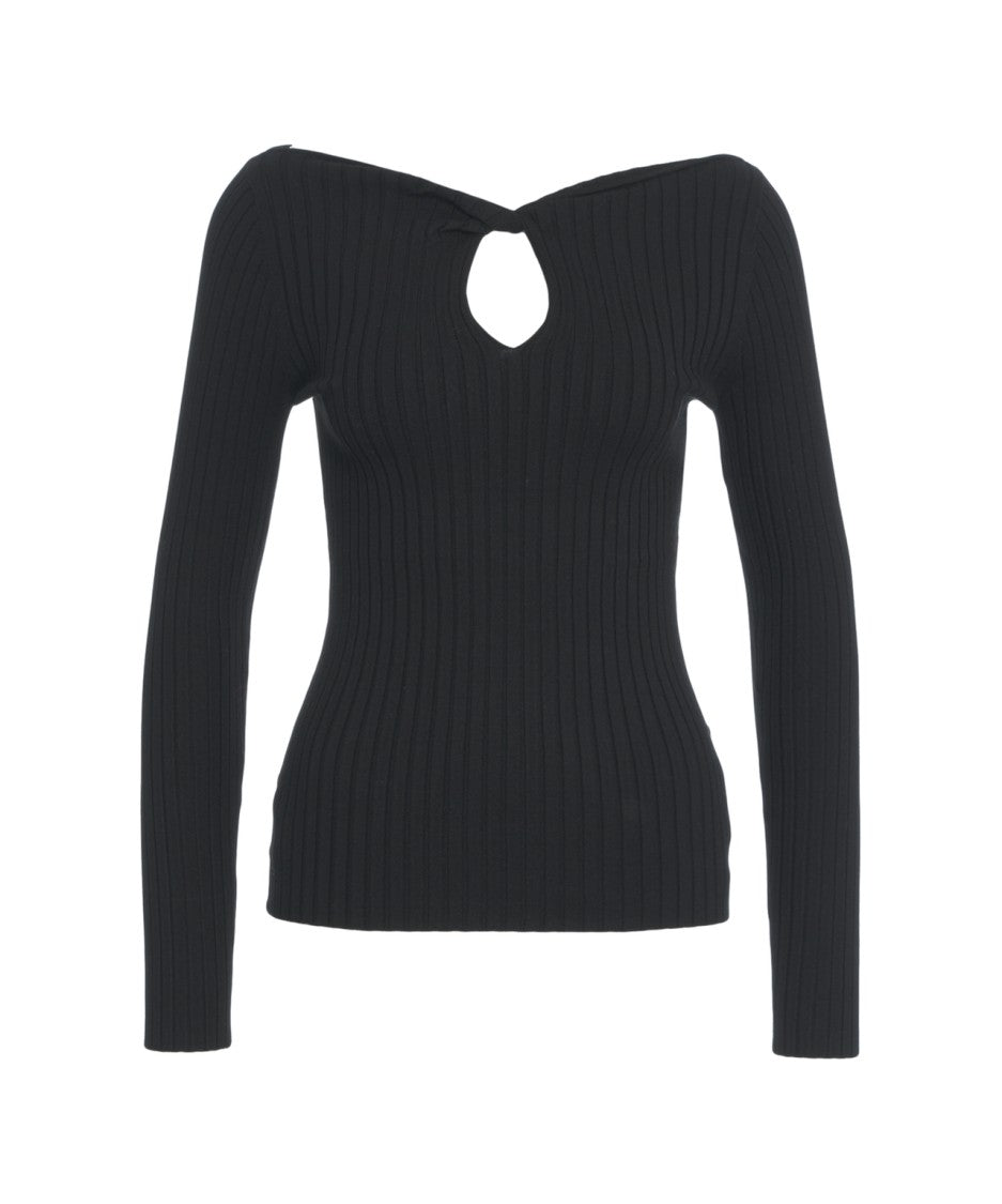 Kaos Slim-Fit Cut-Out Ribbed Knit Sweater