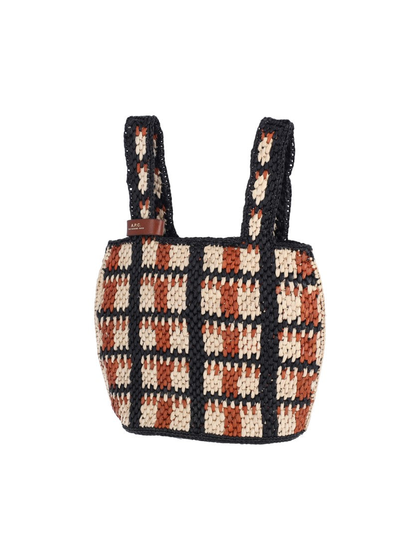A.P.C. Multicolor Pecan Raffia Leather-Trim Tote Bag