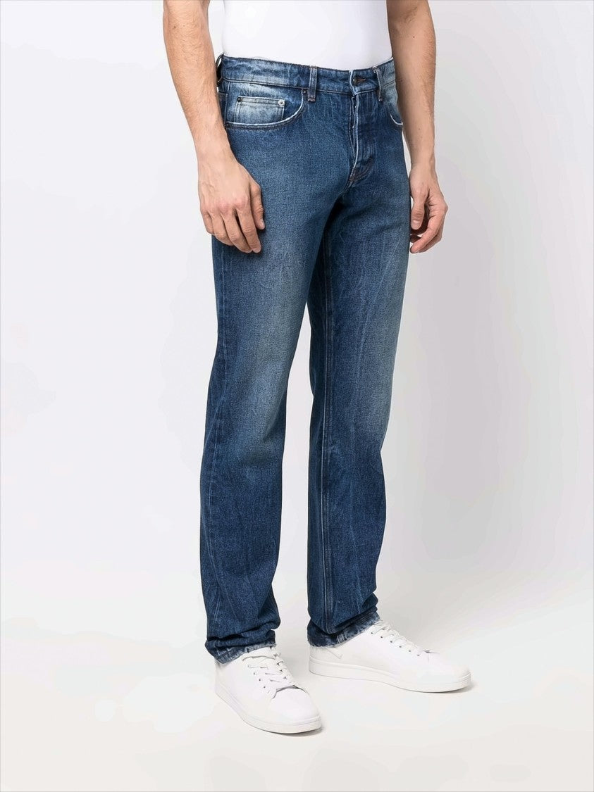 Ami Classic Fit Denim Pants With Subtle Fading