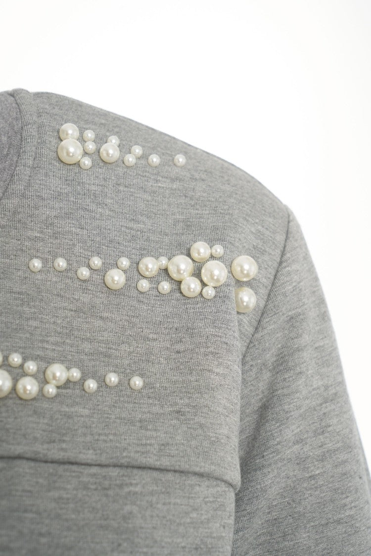 Liu Jo Knit Sweatshirt With Pearl Embellished Shoulders