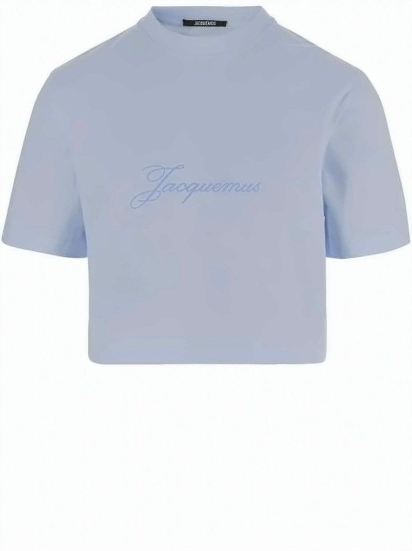 Jacquemus Cropped T-Shirt With Subtle Logo Embroidery