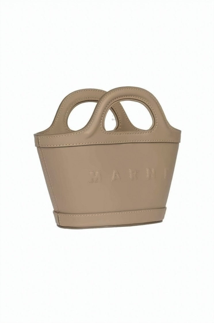 Marni Structured Calf Leather Tote Bag With Cotton Lining