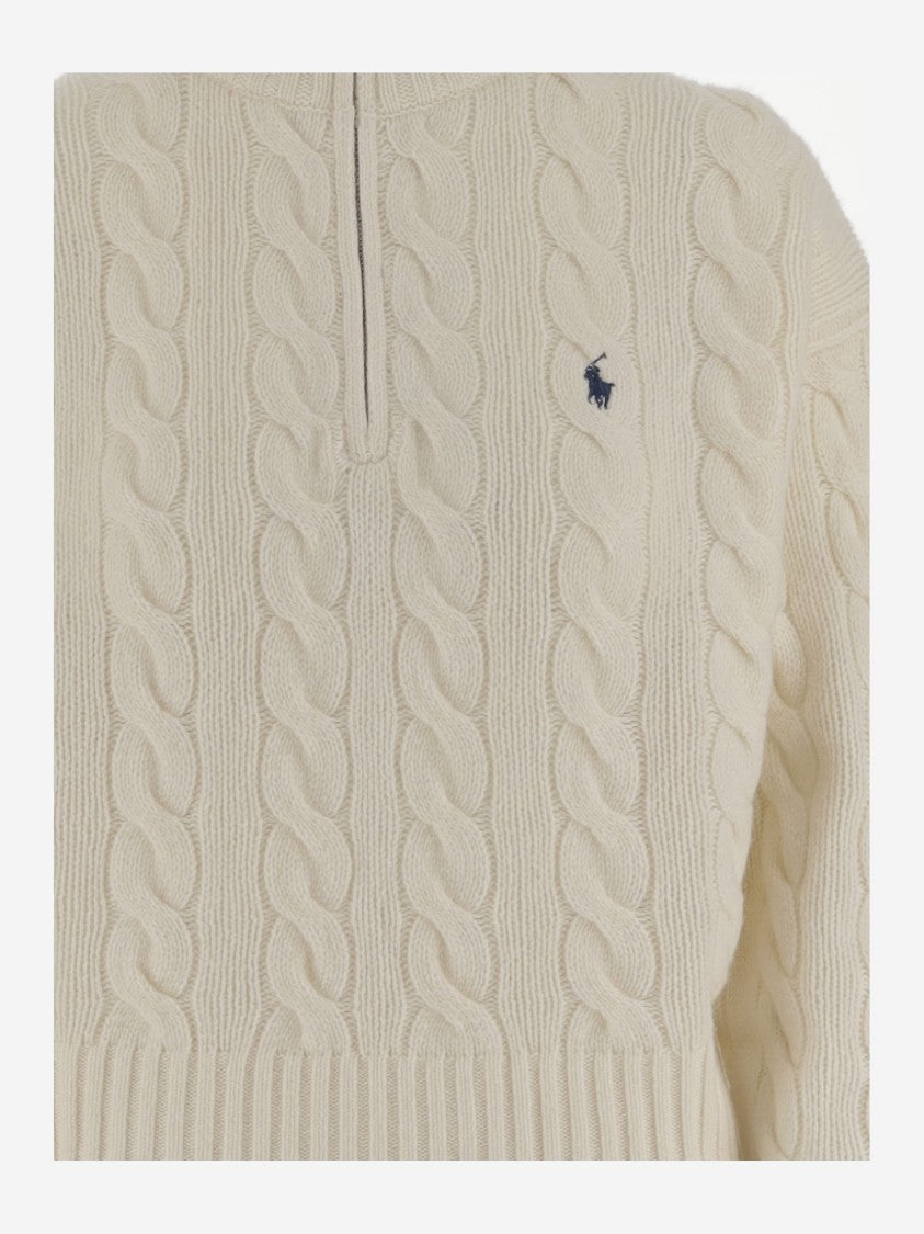 Polo Ralph Lauren High Neck Wool And Cashmere Sweater With Cable Knit Design