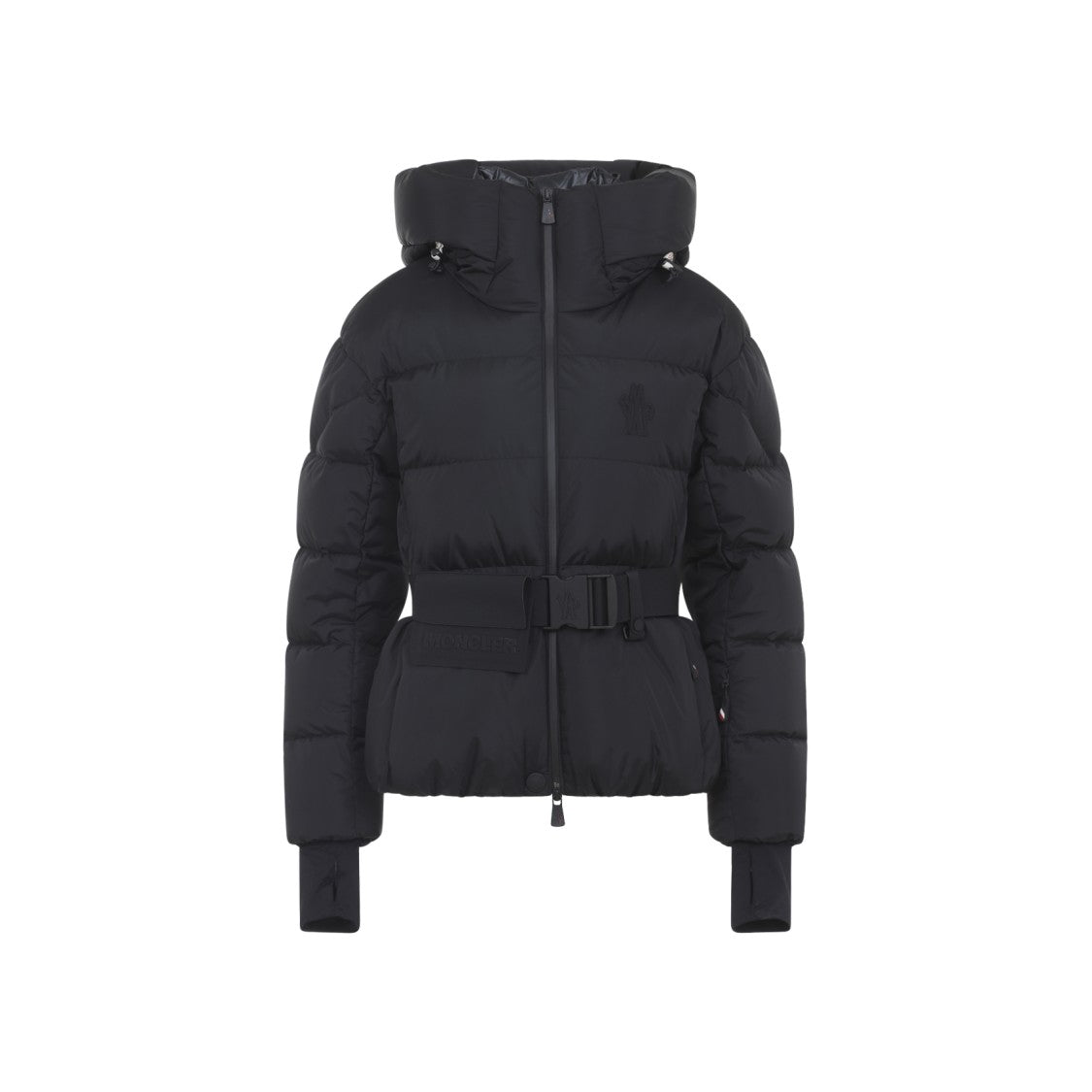 Moncler Grenoble Padded Black Jacket With Detachable Hood And Adjustable Waist Belt