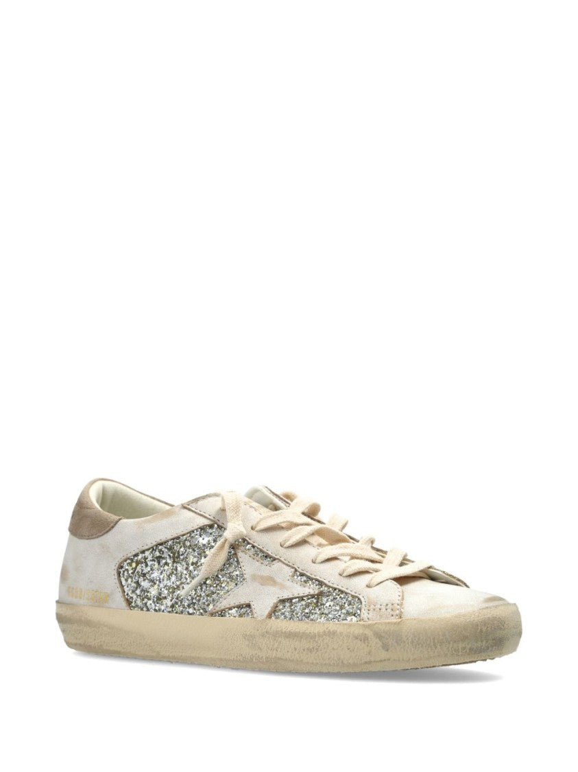 Golden Goose Low-Top Distressed Sneakers With Glitter Accents