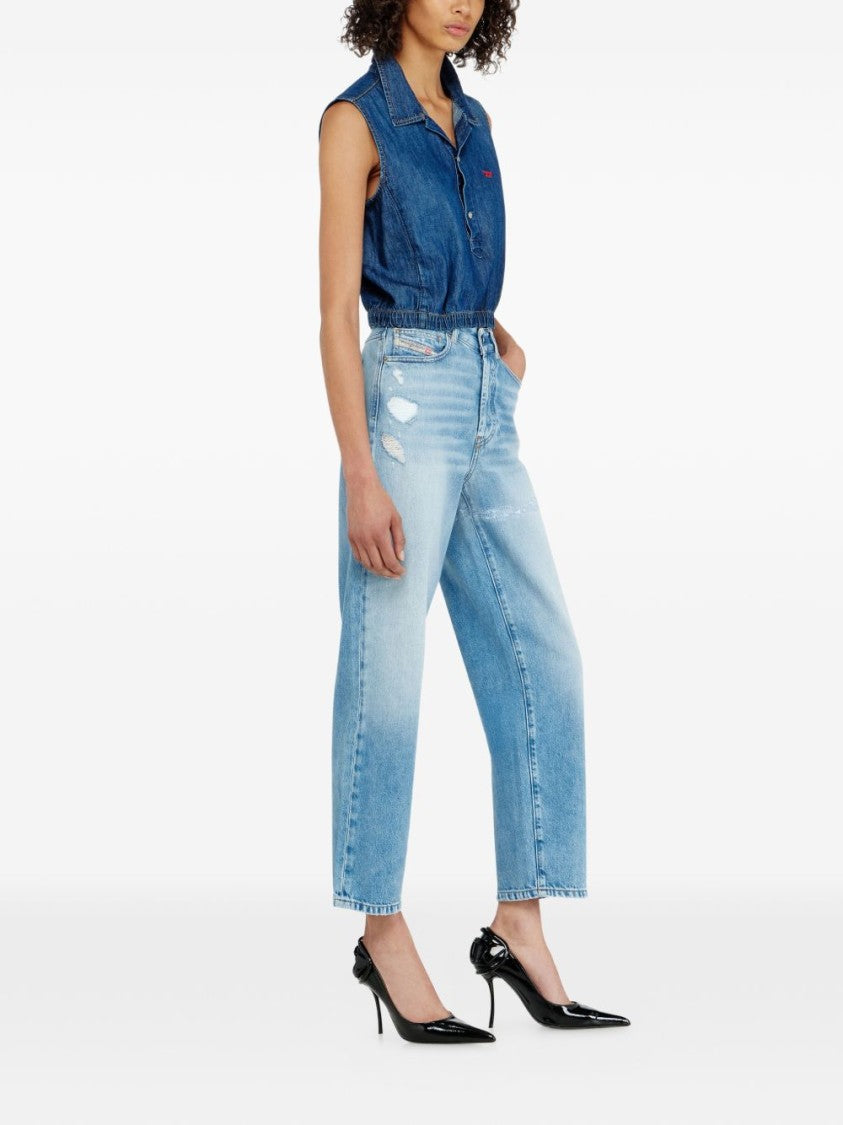 Diesel Light Blue Distressed Straight-Leg Jeans With Classic Five-Pocket Design