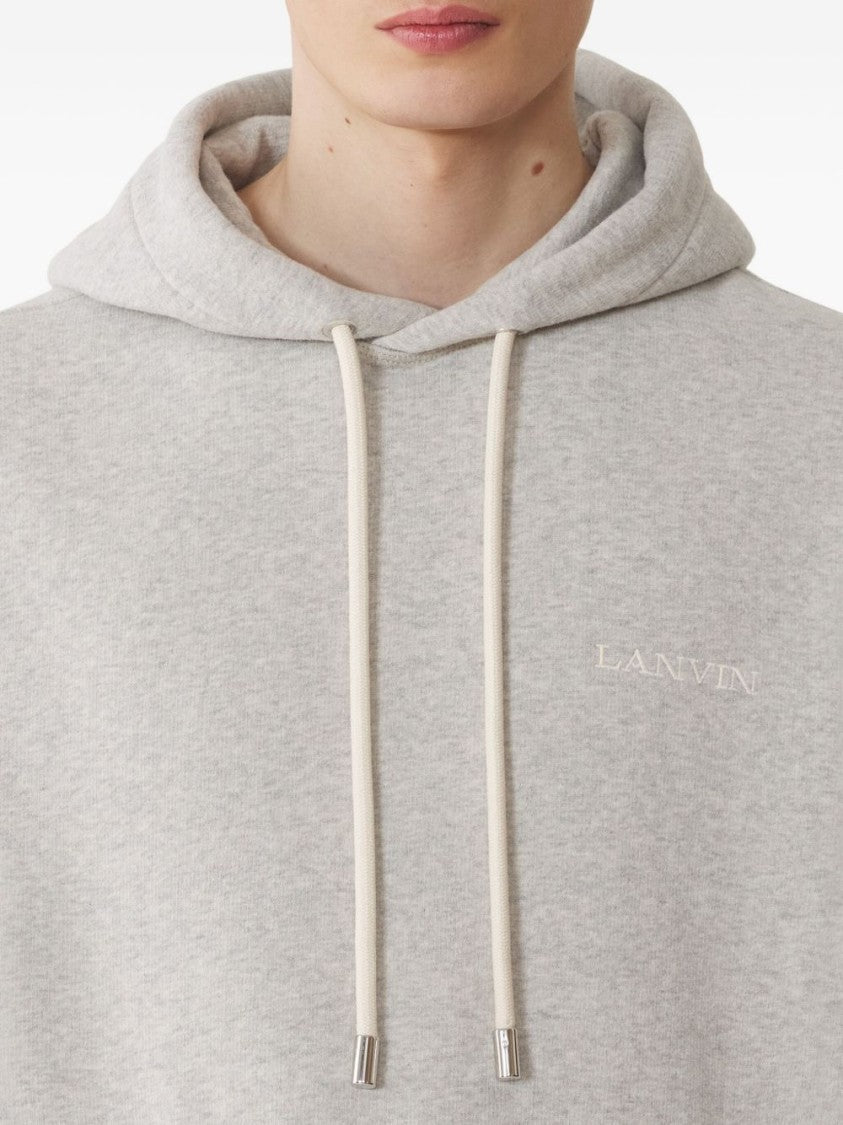 Lanvin Grey Cotton Cashmere Blend Crew Neck Hoodies