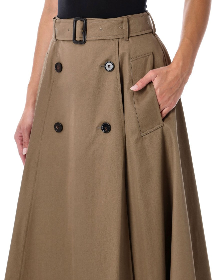 Burberry London Gabardine Trench Midi Skirt