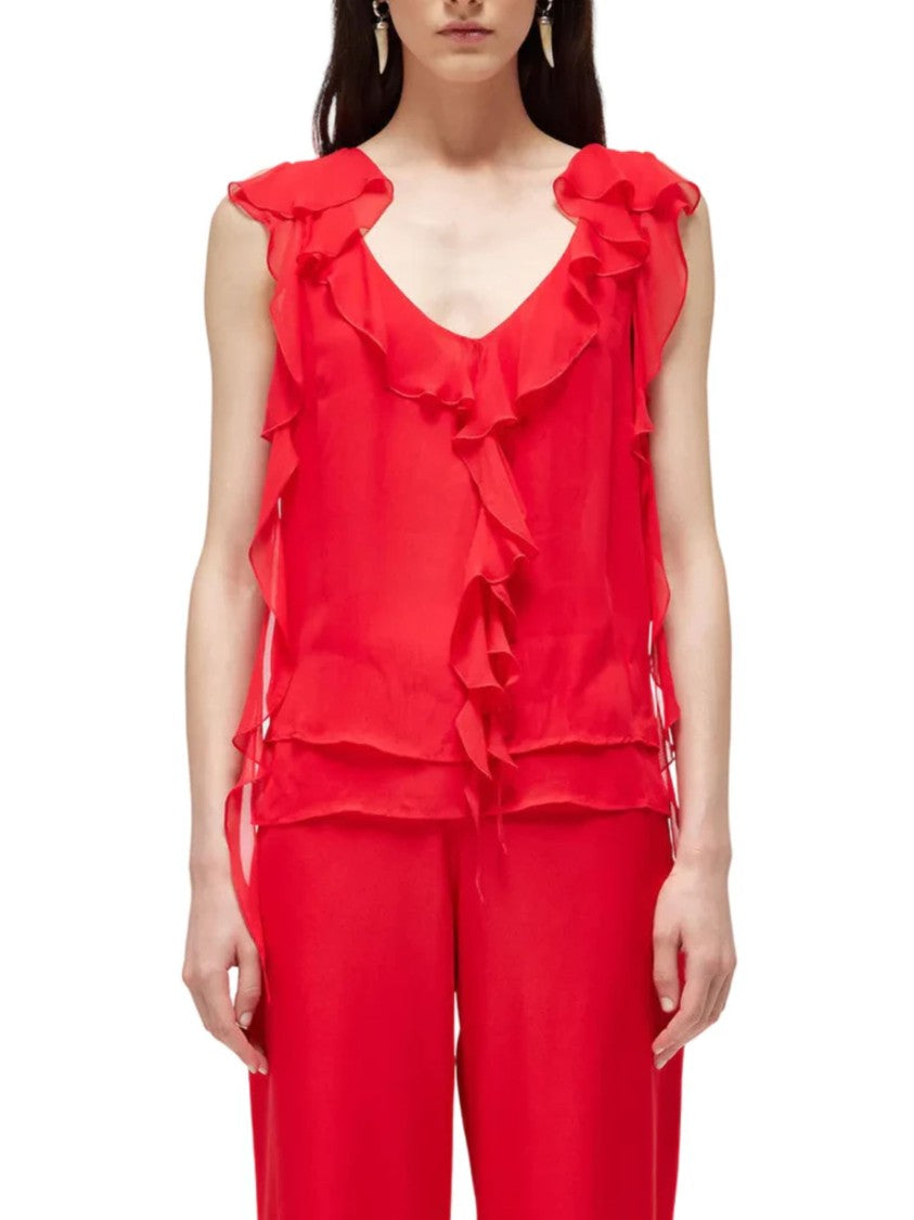 Blugirl Sleeveless Ruffled V-Neck Blouse