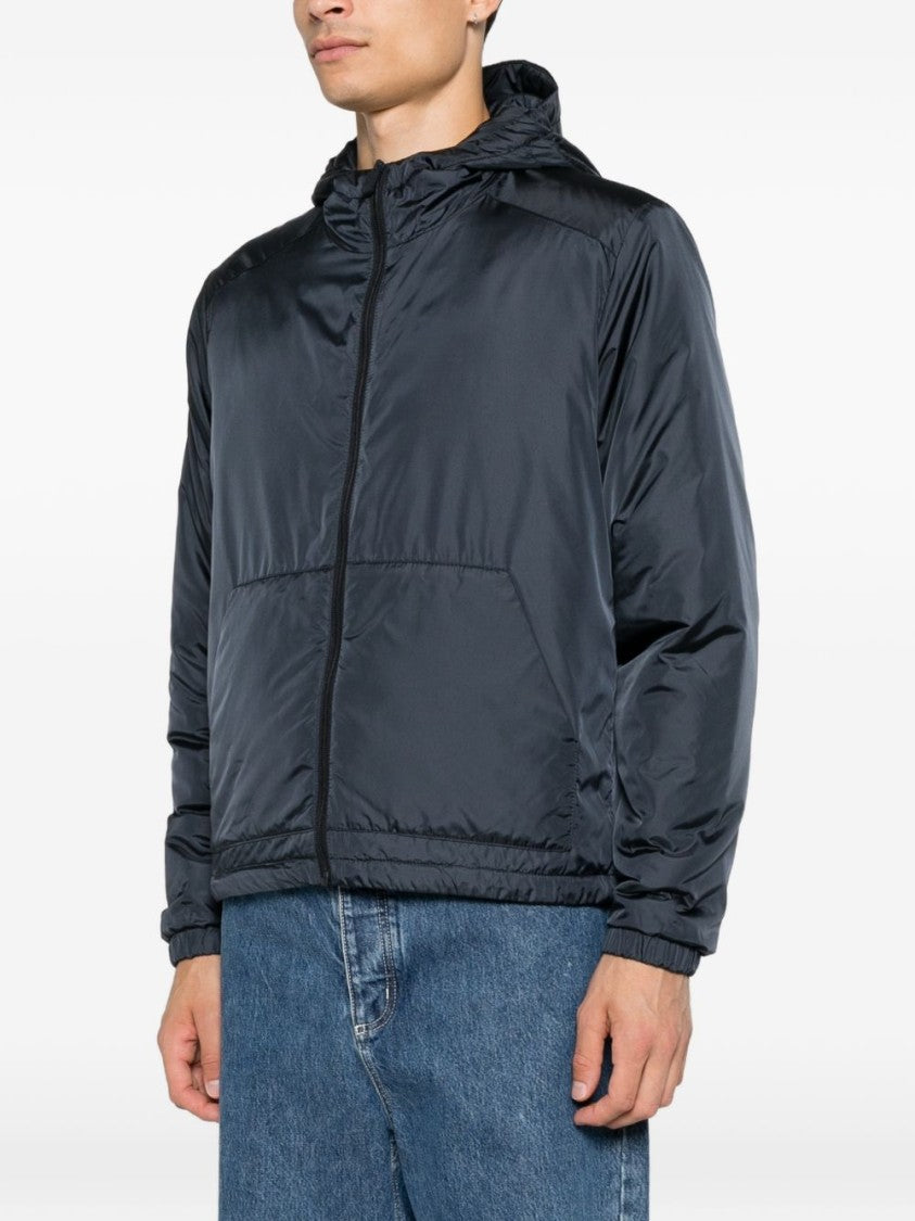 Aspesi Black Minimalist Hooded Elasticated Zip-Up Jacket