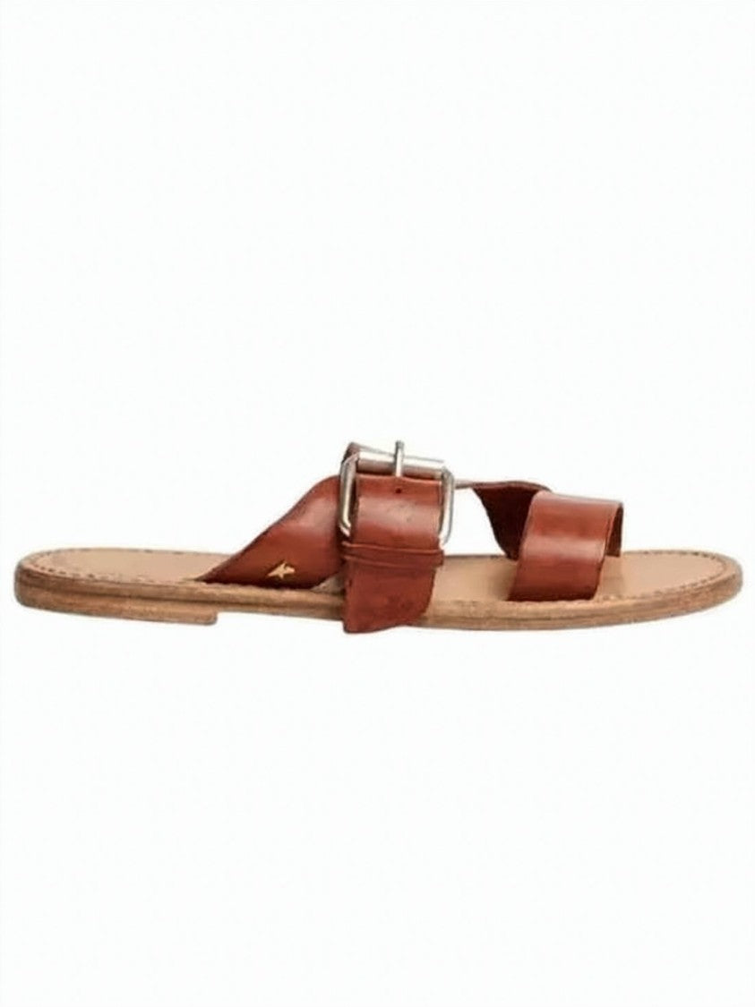 Golden Goose Minimalist Flat Mule Slipper With Adjustable Buckle Detail
