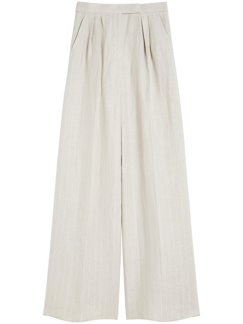 Max Mara Batavia Cotton-Linen Full-Length Trousers
