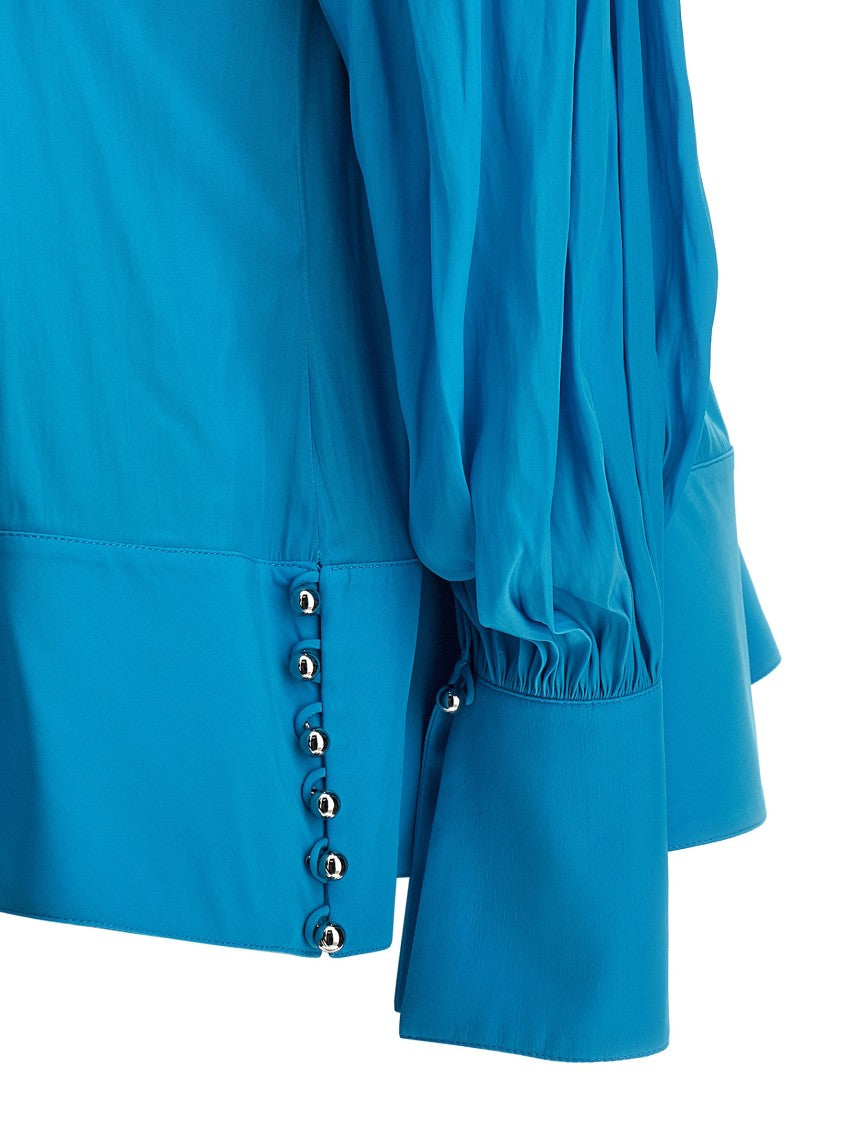 Lanvin Wide Blouse With V-Neck And Drawstring Detail
