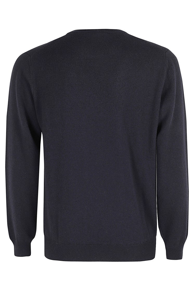 Filippo De Laurentiis Blue Fine Knit Wool-Cashmere Crewneck Sweater