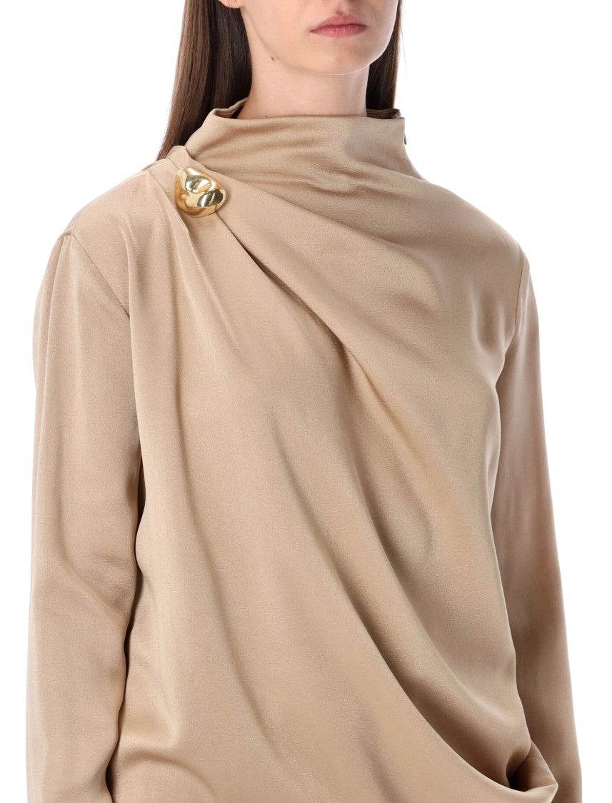 Fabiana Filippi Satin Draped Blouse With Jewel Detail