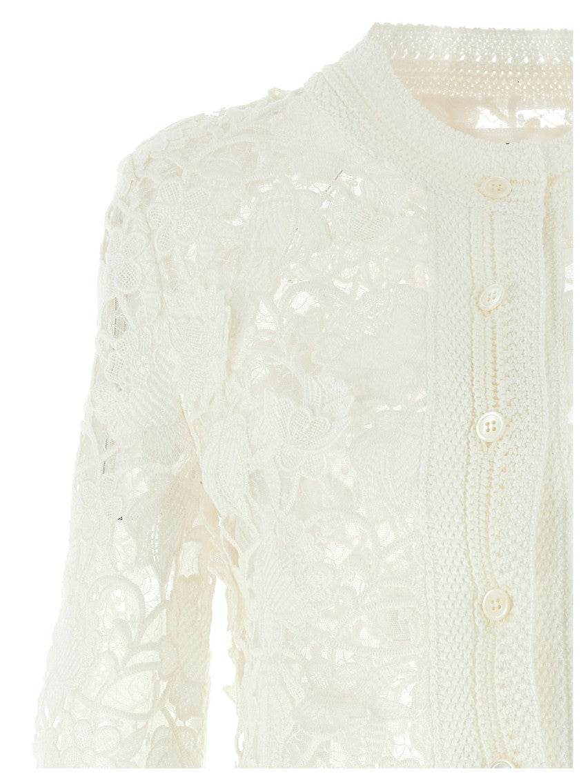 Ermanno Scervino Macramé Lace And Tulle Cropped Cardigan
