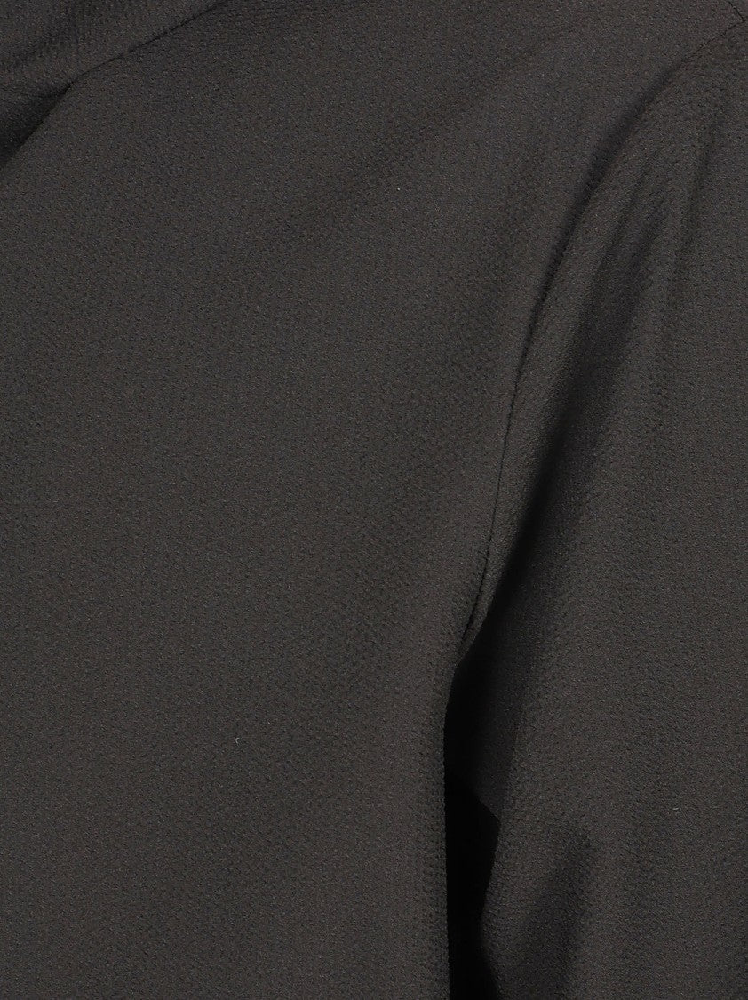 Emporio Armani Cropped Black Jacket With Front Zipper And Hood