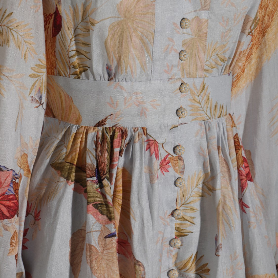 Zimmermann Botanical Print Mini Dress With Fitted Waist