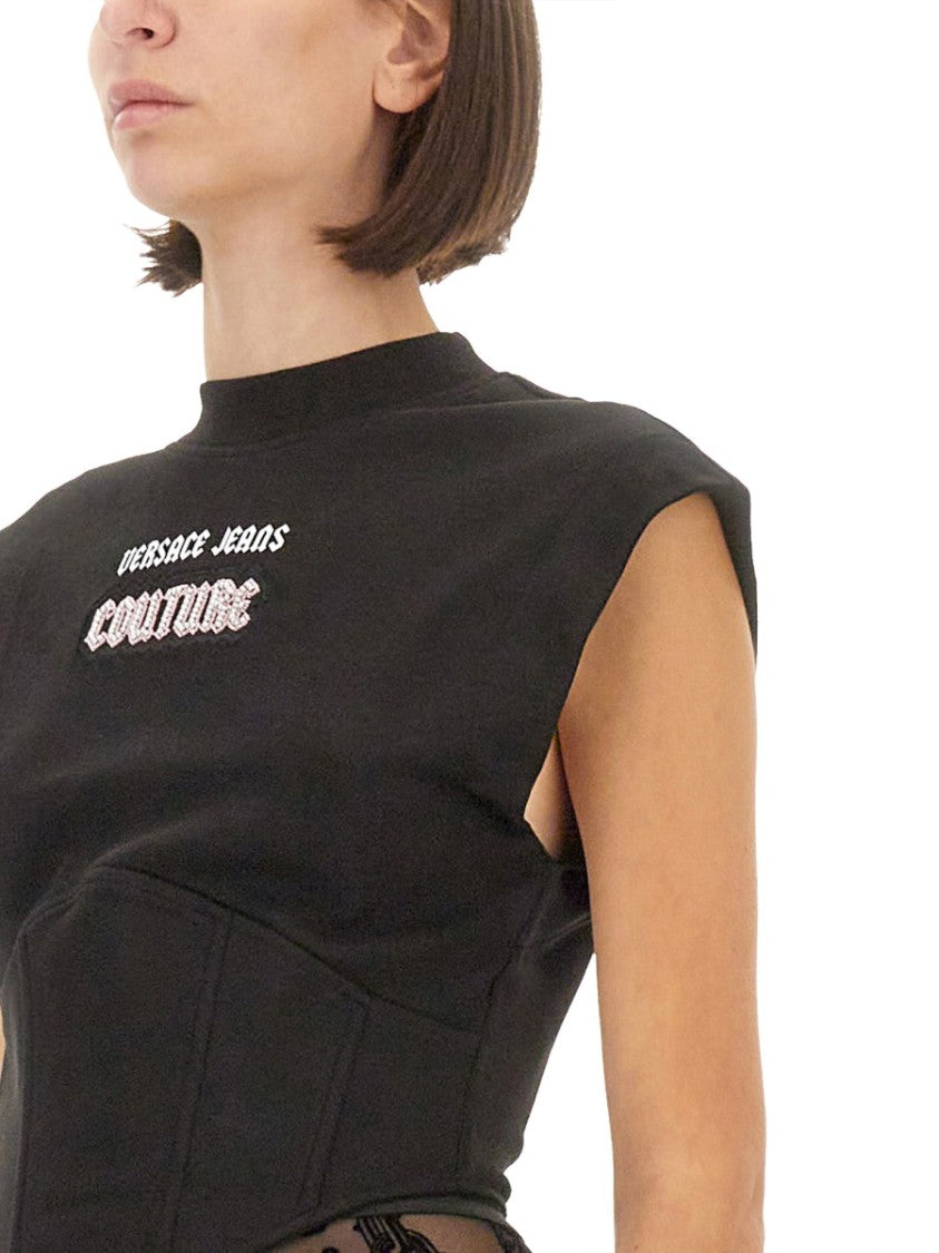 Versace Jeans Couture Slim-Fit Top With Contrasting Logo Detail