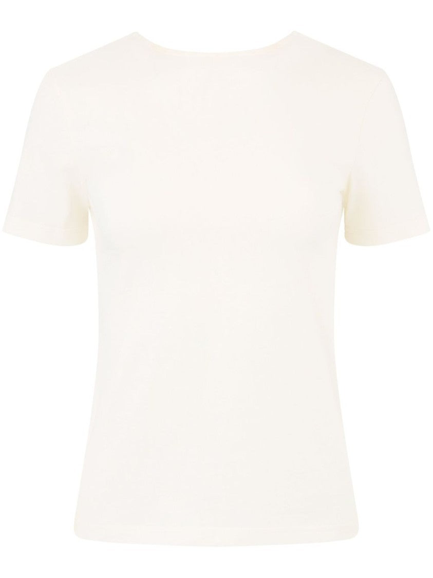Nina Ricci White V Back Draped Cotton Top