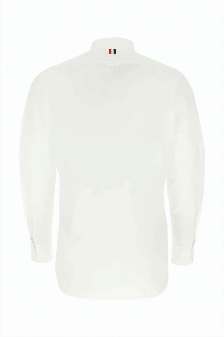 Thom Browne Long-Sleeve Cotton Shirt With Classic Collar And Striped Placket