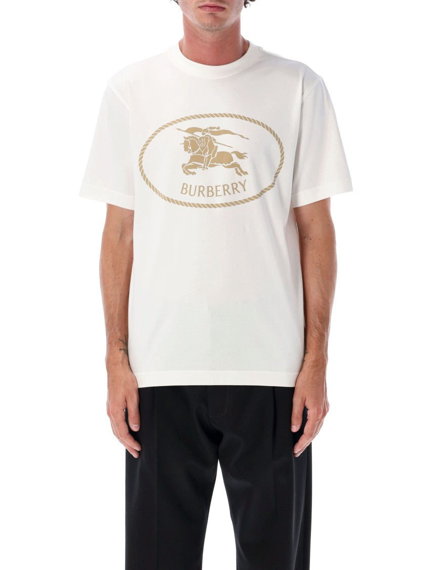 Burberry London Chalk White Cotton Knight Stamp T-Shirt