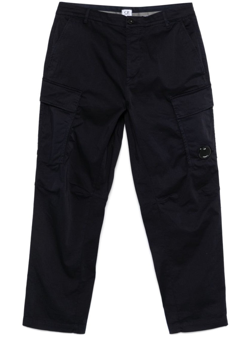 C.P. Company Navy Blue Trousers With Concealed Fly And Flap Pockets