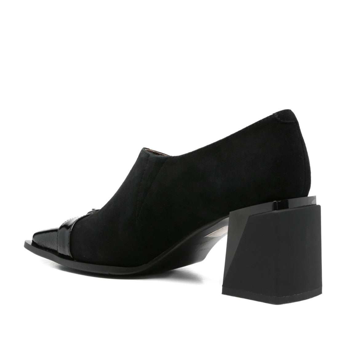 Linda Baumann Black Glossy Patent Toe Cap Buckle Suede Dress Pumps