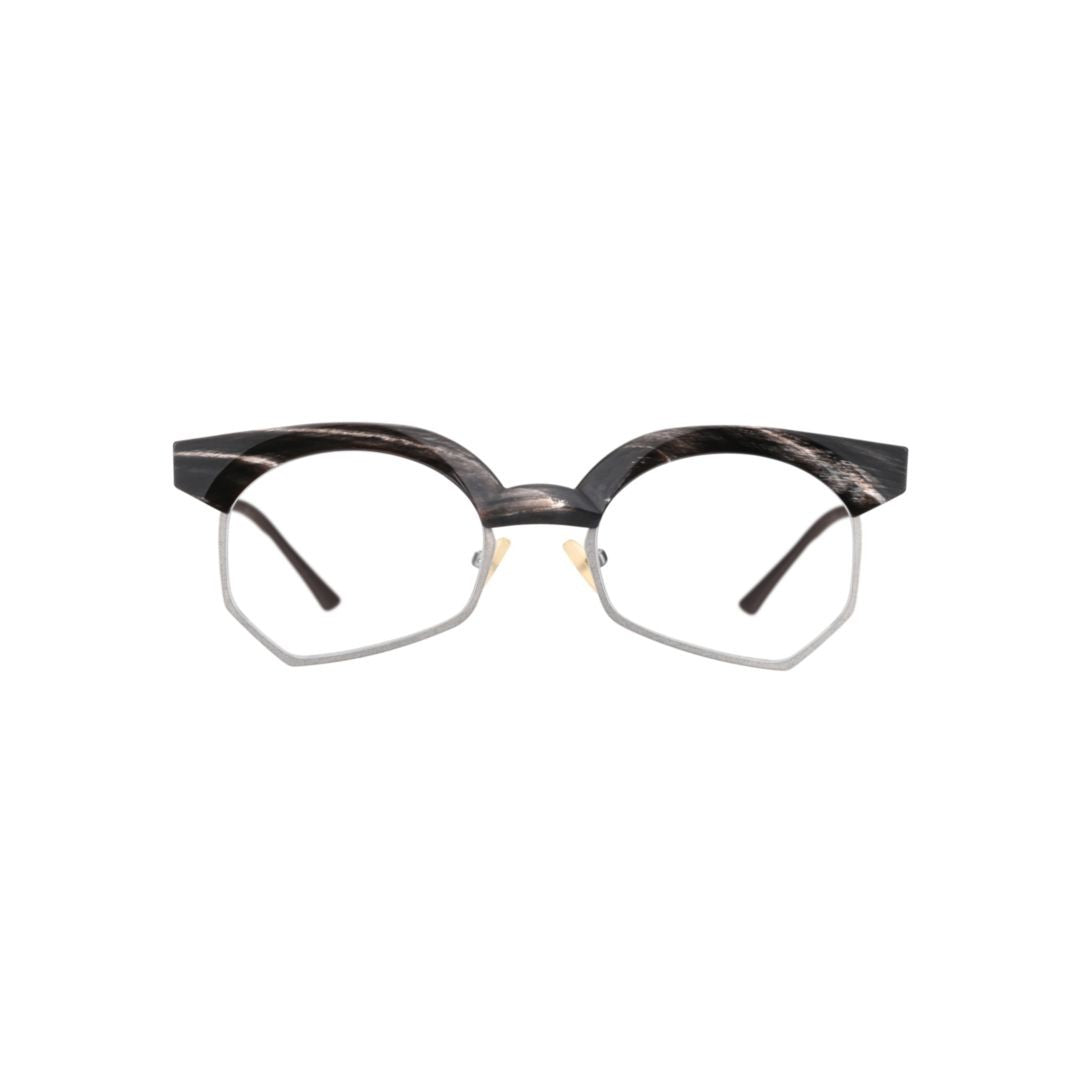 Rigards Rg1052 Geometric Rimless Eyeglasses With Dark Marbled Pattern