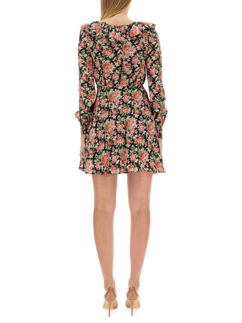 Alessandra Rich Flower Print Mini Dress